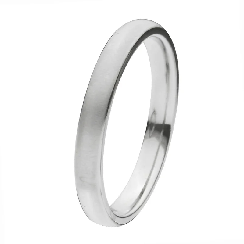 Silver Tone Titanium Classic 3mm Matte Band Ring