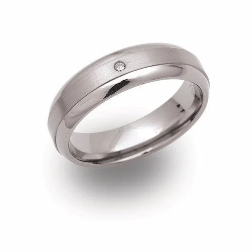 6mm Curved Matt Centre Titanium ring with diamond