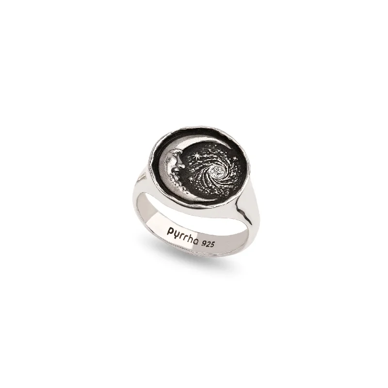 Trust the Universe Diamond Set Signet Ring