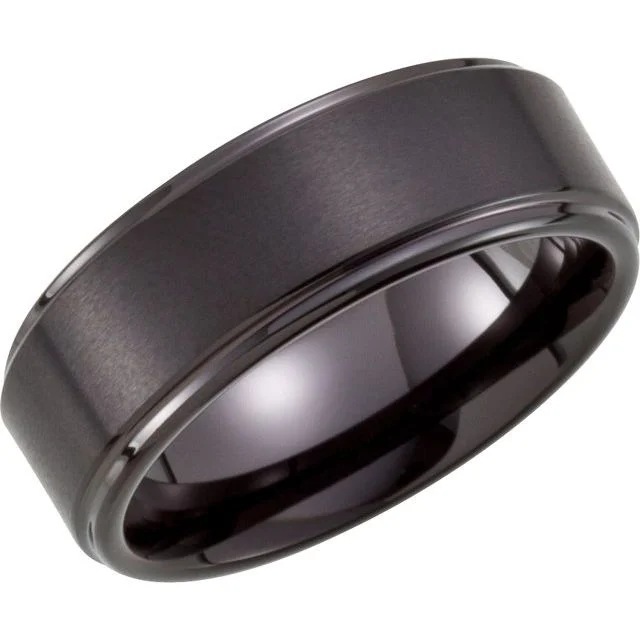 Black PVD Tungsten 8 mm Ridged Band