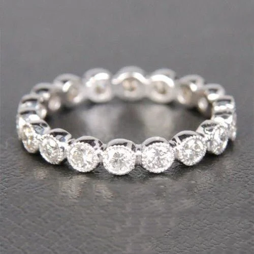 0.72ct.w Bezel Set Diamond Bubble Eternity Wedding Band with Milgrain