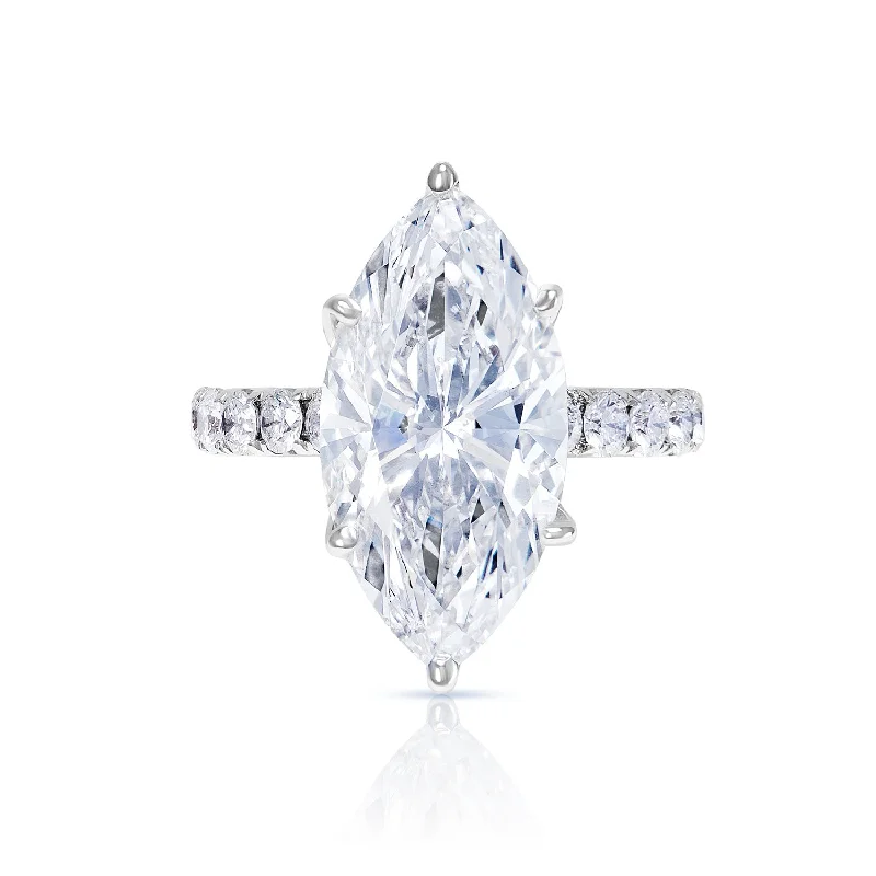 8 Carat Marquise Cut Lab Grown Diamond Engagement Ring. IGI Certified