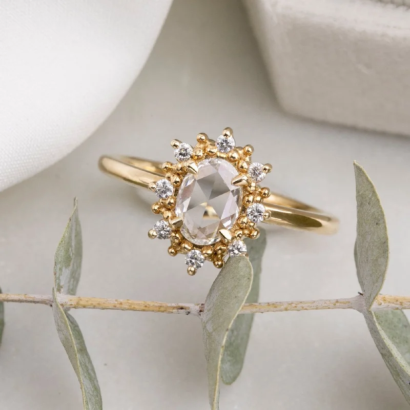 Victoria Ring, 0.49ct Oval Rose Cut Diamond, 14K Yellow Gold (One of a kind)