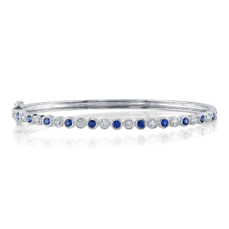 Shy Creation Bezel Set Blue Sapphire and Diamond Bracelet