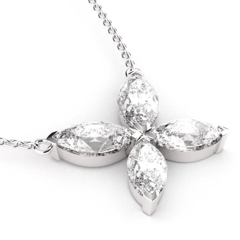 Fairtrade Silver Lab Grown Diamond Petal Pendant