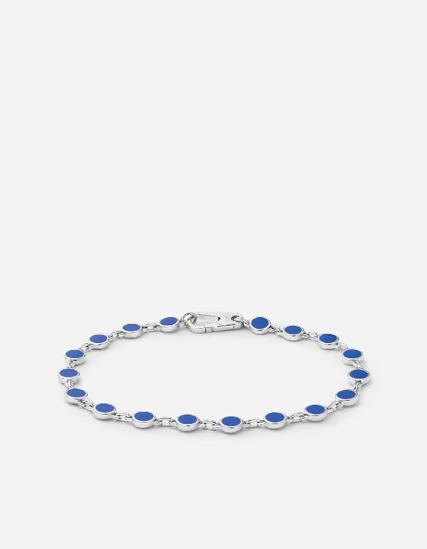 Oz Link Bracelet, Sterling Silver/Blue