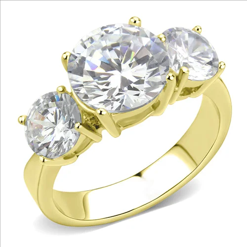 CJE3672 Wholesale Women's Stainless Steel IP Gold AAA Grade CZ Clear Ring