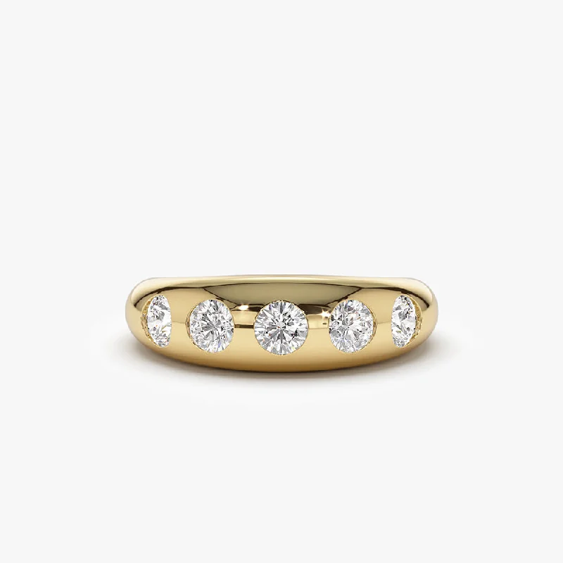 14k Dome Chunky Statement Diamond Ring