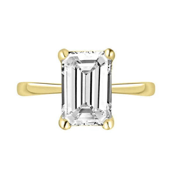 18ct Yellow Gold Solitaire Emerald Cut Lab Grown Diamond Ring 1.00Ct