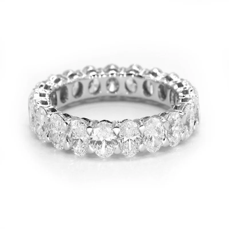 4.20 ct. Oval Diamond Wedding Band, Shared Prong Set Diamond Eternity Ring