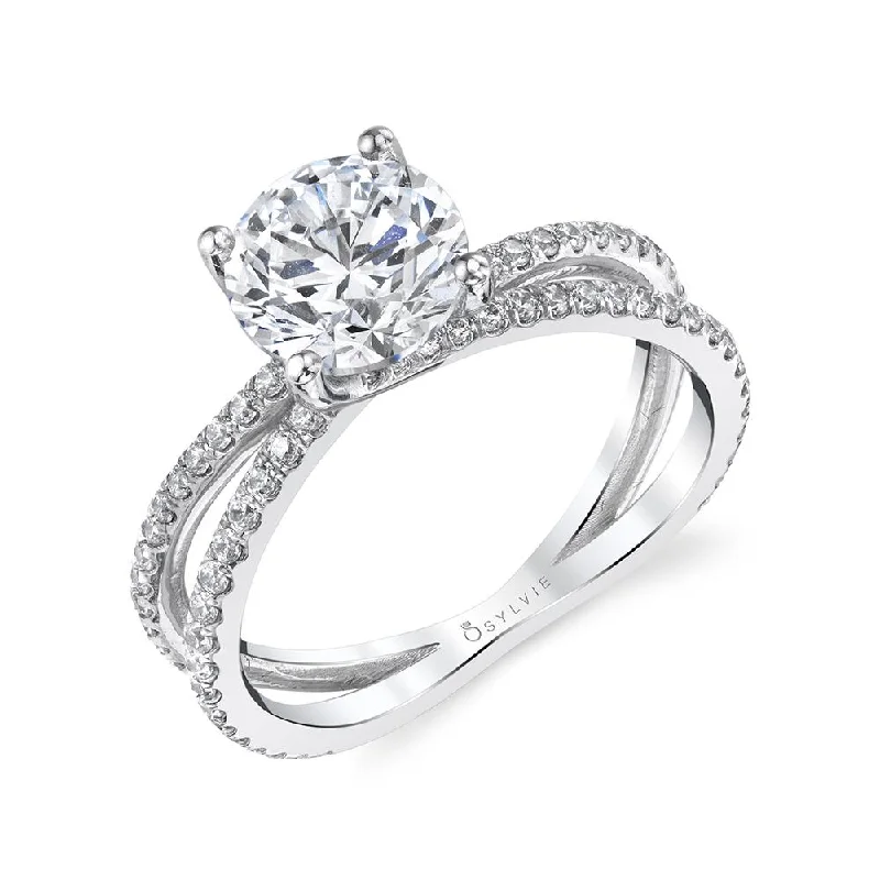 Sylvie Collection 14K White Gold Round Engagement Ring Setting