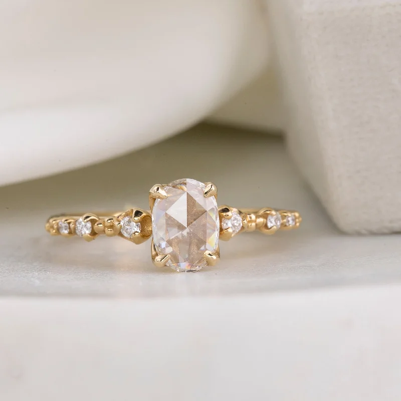 Wisteria Ring, 0.63ct Oval Rose Cut Diamond, 14k Yellow Gold (One of a kind)