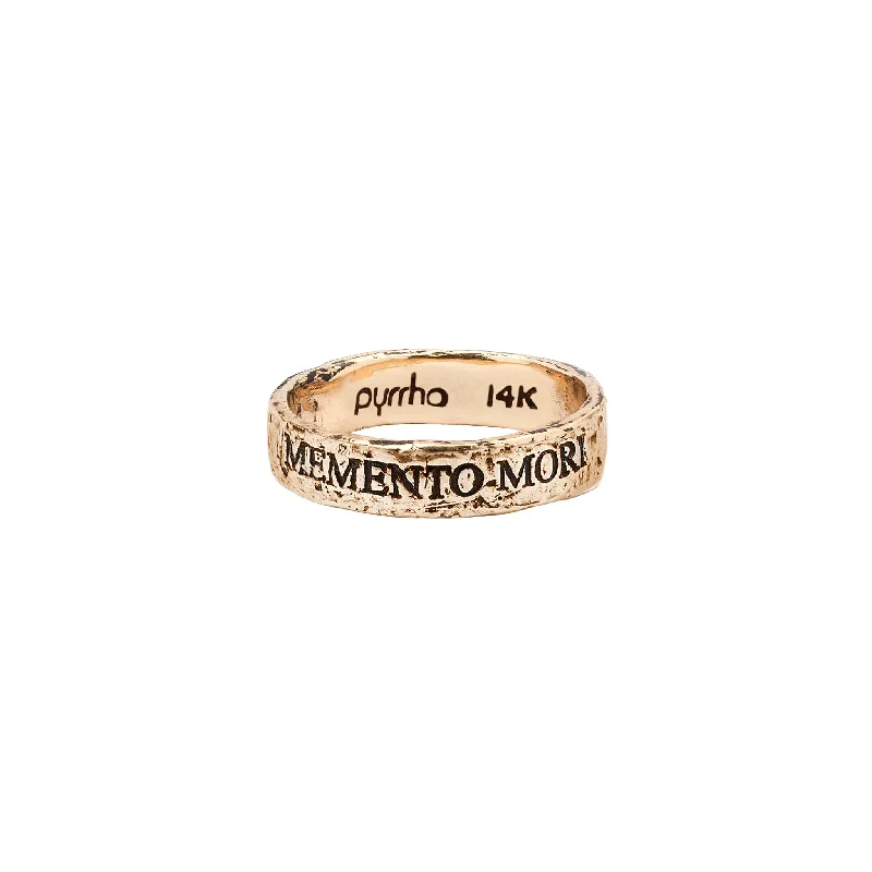 Remember You Will Die 14K Gold Latin Motto Band Ring