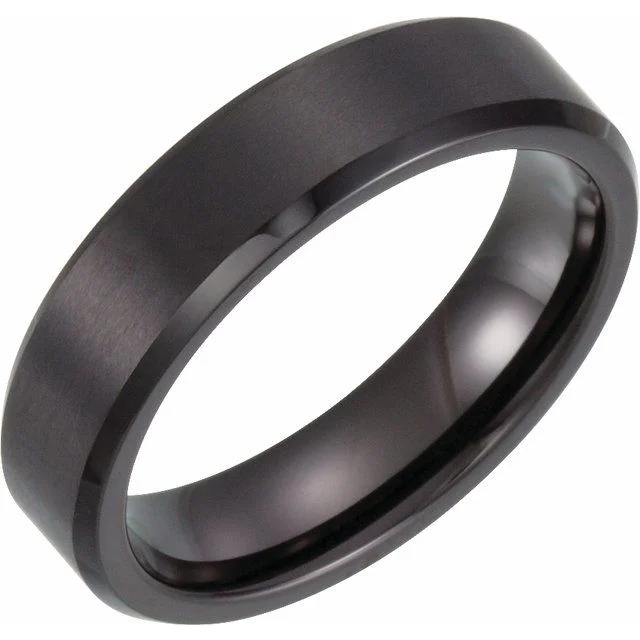 Black PVD Tungsten 6 mm Beveled Edge Band