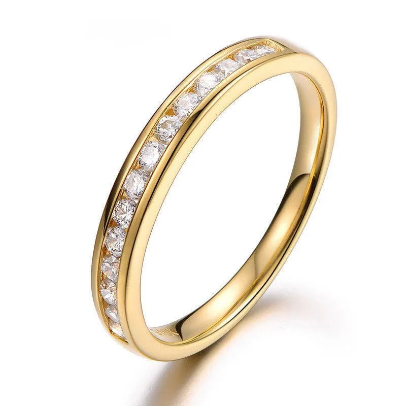 Channel-Set Diamond Half Eternity Wedding Band 18K Gold