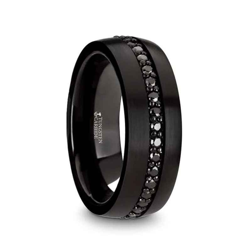 VALIANT Black Tungsten Ring with Black Sapphires