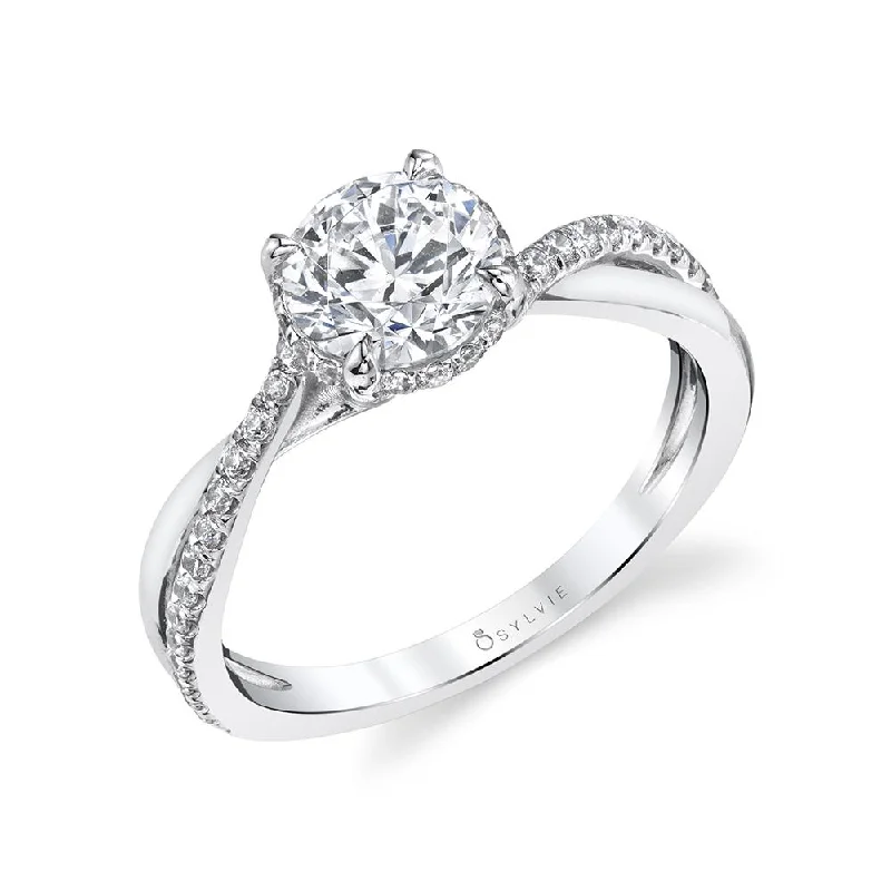 Sylvie Collection 14K White Gold Round Engagement Ring Setting