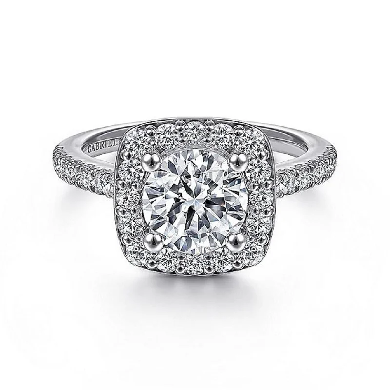 14K White Gold 'Lyla' Halo Round Diamond Engagement Ring