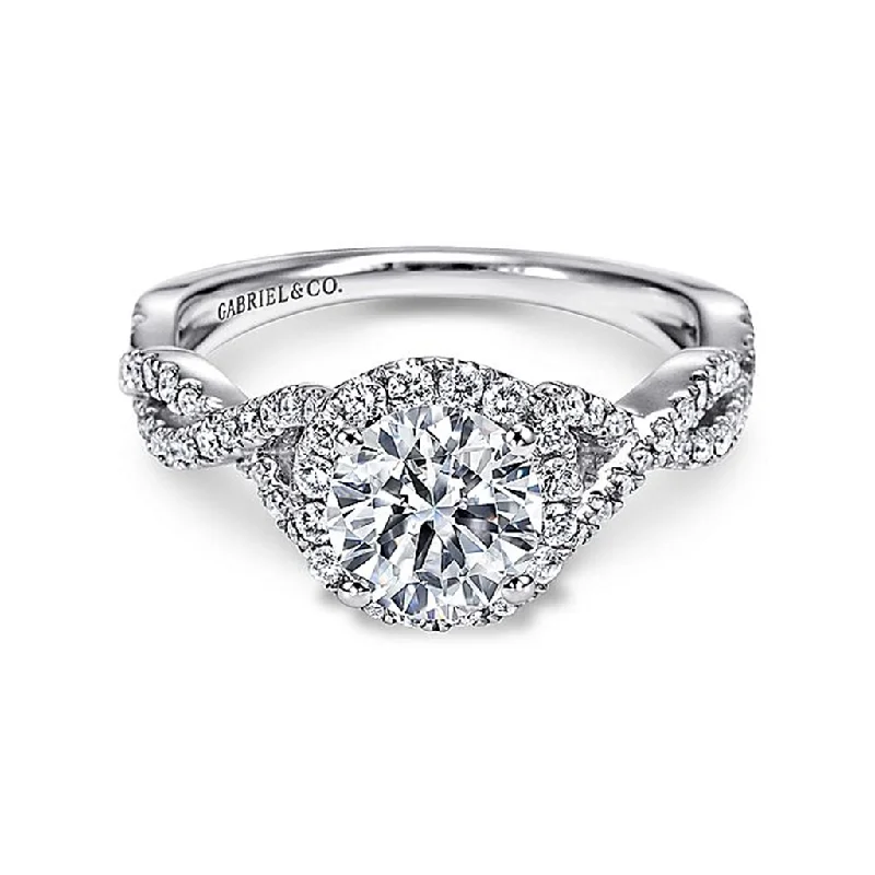 14K White Gold 'Marissa' Round Halo Diamond Engagement Ring