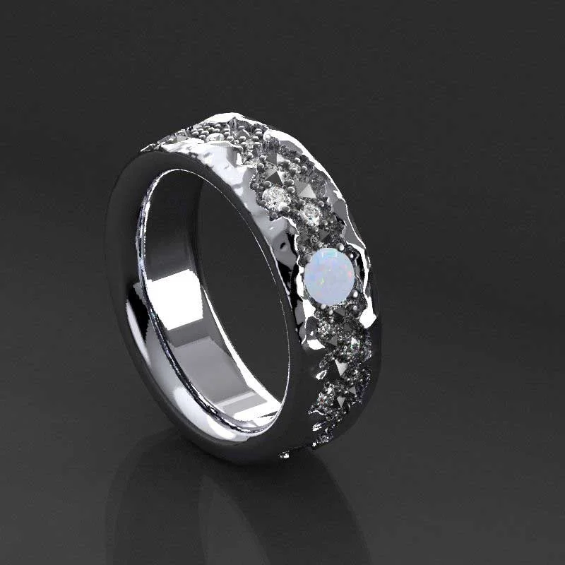 White Opal Men's Ring