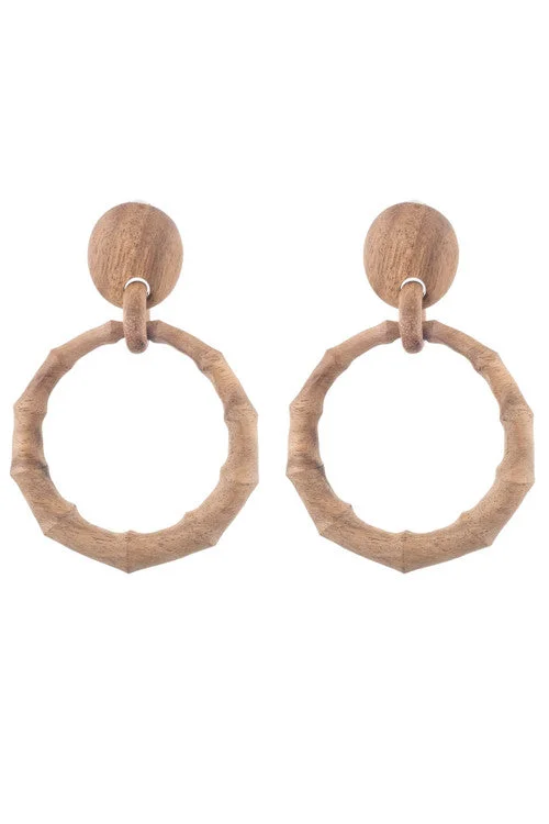 Acacia Wood Bamboo Drop Earrings