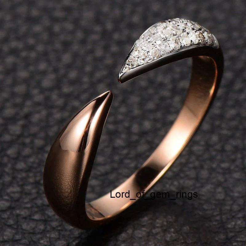 Contemporary Tapered Diamond Open Ring 14K Rose Gold