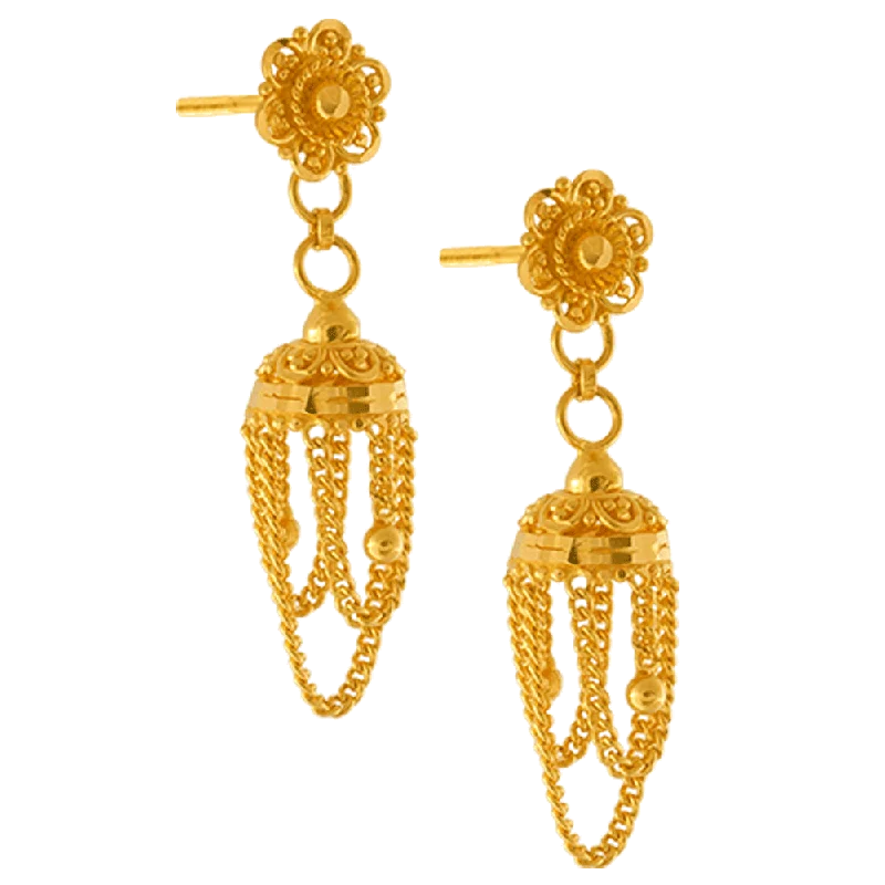 22KT Yellow Gold Jhumki Earrings For Women