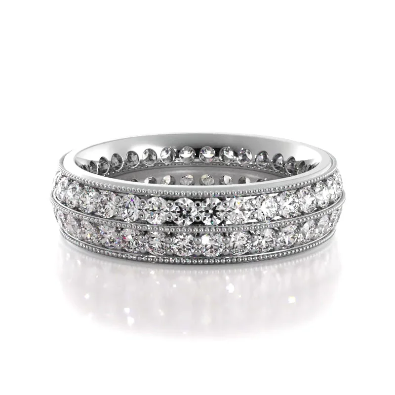 1.54 ct. Round Diamond Milgrain Accent Wedding Band