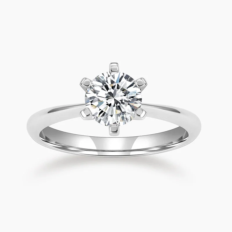 Classic Six Prong Sterling Silver Wedding Ring