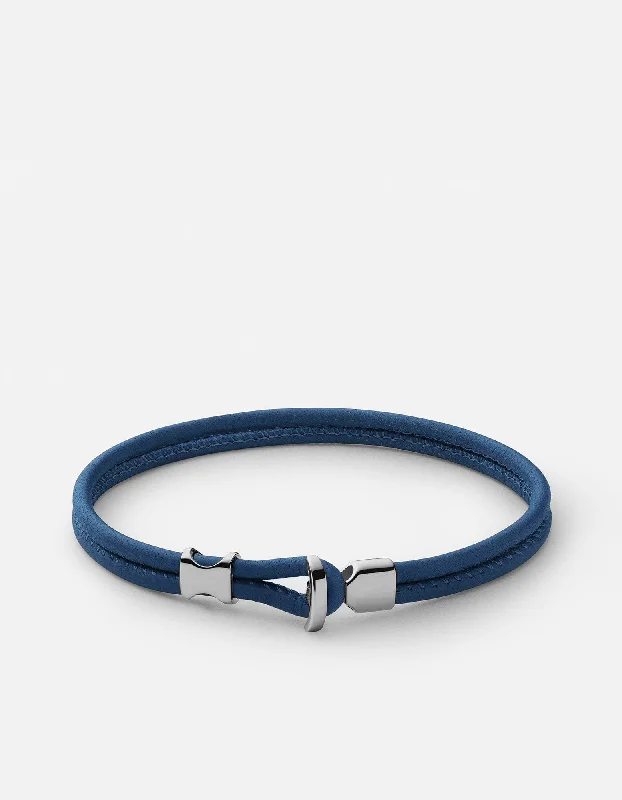 Orson Loop Leather Bracelet, Sterling Silver