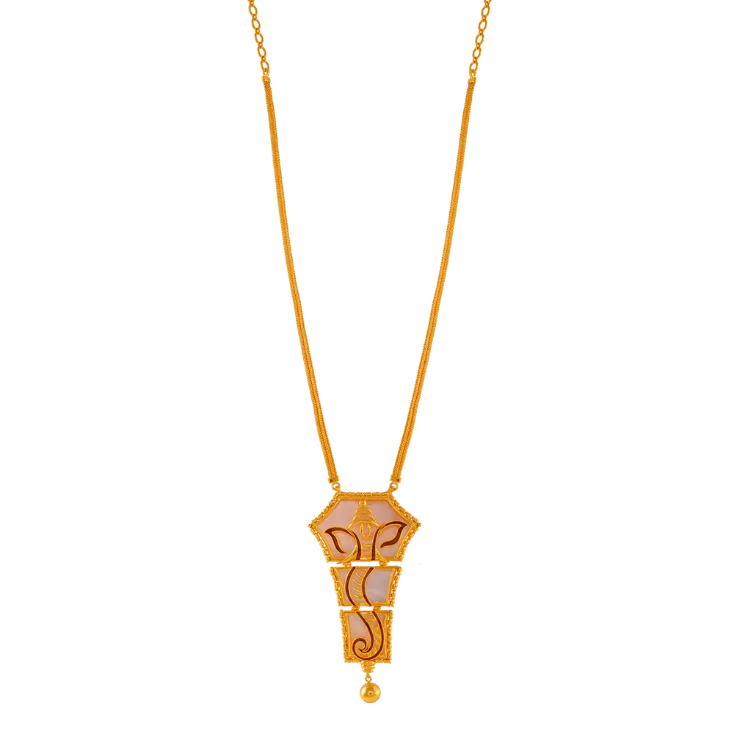 22k Beautiful Gold Necklace With A Divine Motif Of Lord Ganesha