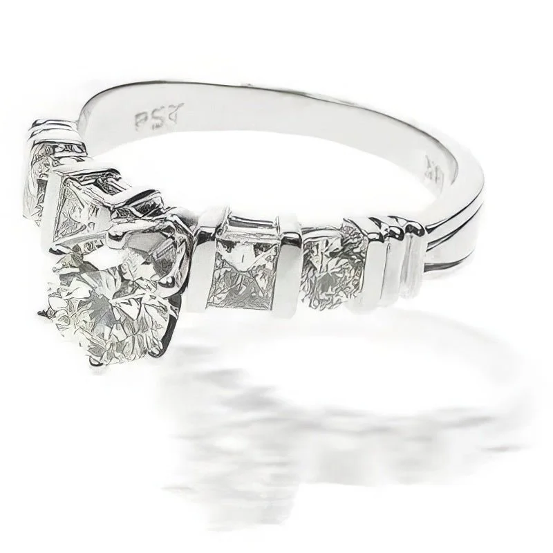 1.05-2.20 CT Round & Princess Cut Diamonds - Engagement Ring