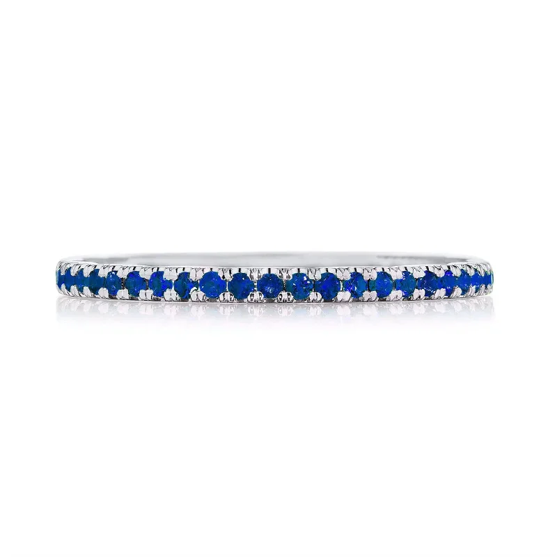 Blue Sapphire Sculpted Crescent Band