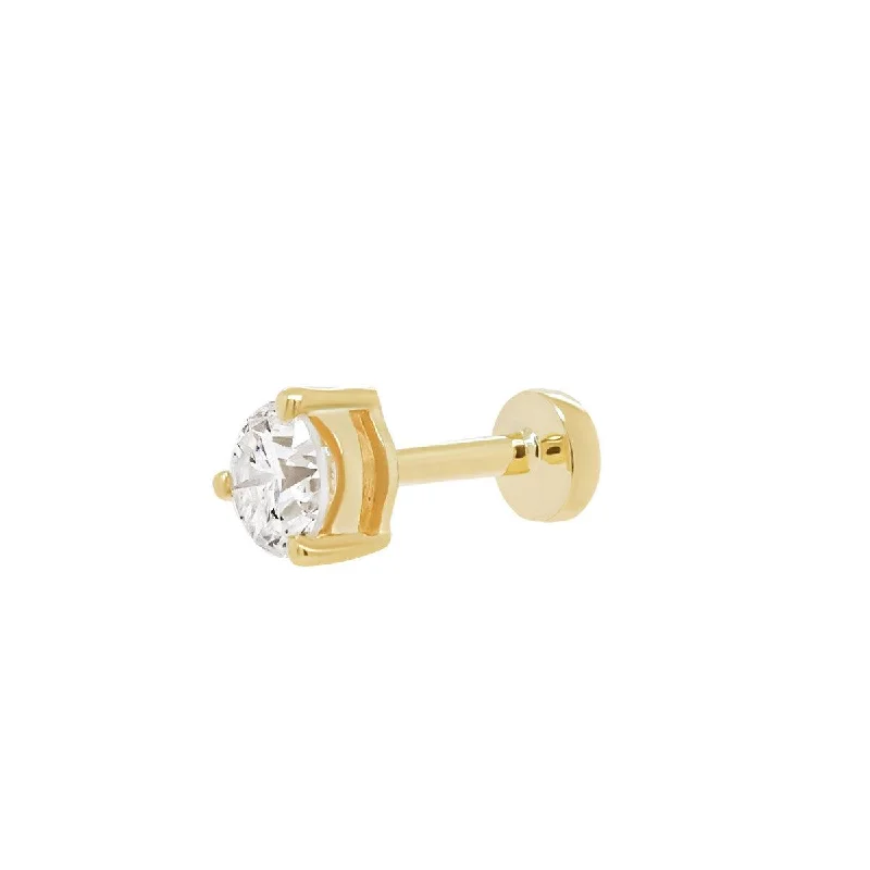 4mm Round Diamond Threaded Flat Back Earring | 0.35GMS 0.25CT | Single