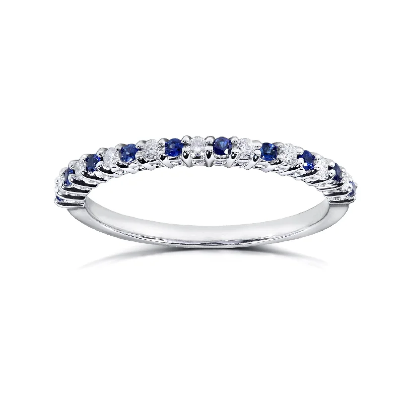 Alternating Ring - White Diamond - Blue Sapphire