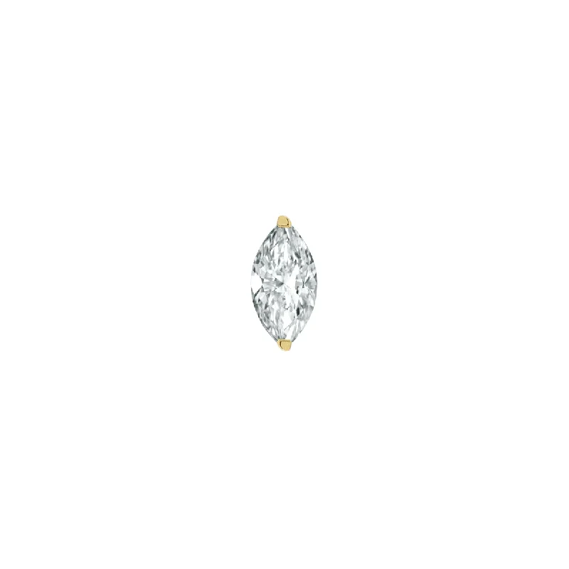 6mm Marquise Diamond Threaded Flat Back Earring | .3GMS .24CT | Single