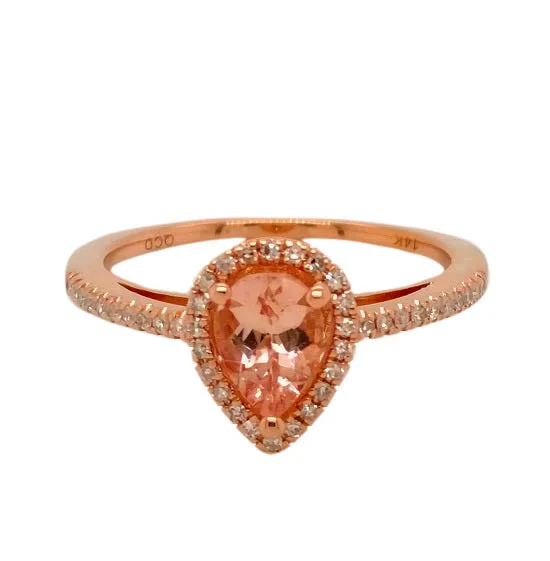 7X5MM Pear Morganite Ring in 14KT Rose Gold