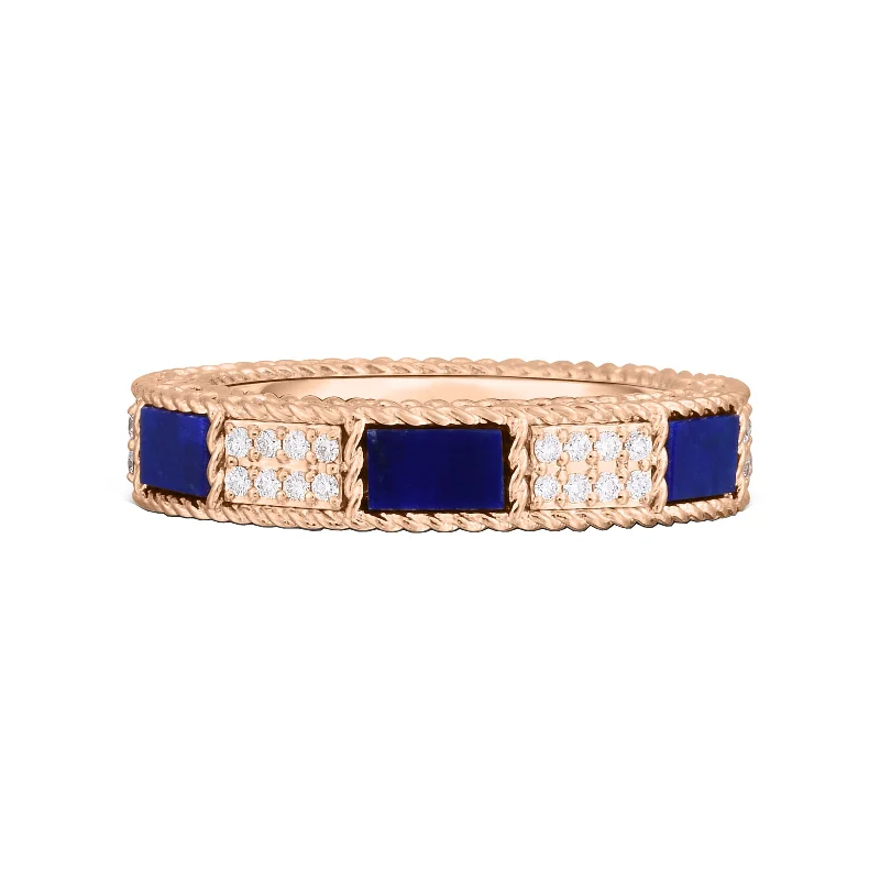 Art Deco Ring in Lapis & Diamond