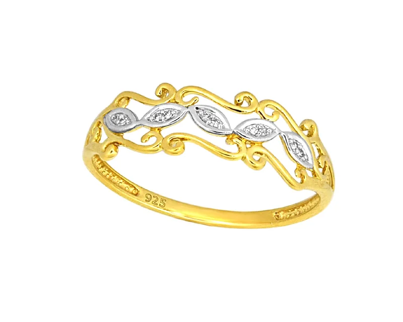 9ct Yellow Gold Diamond Ring with 10 Brilliant Diamonds