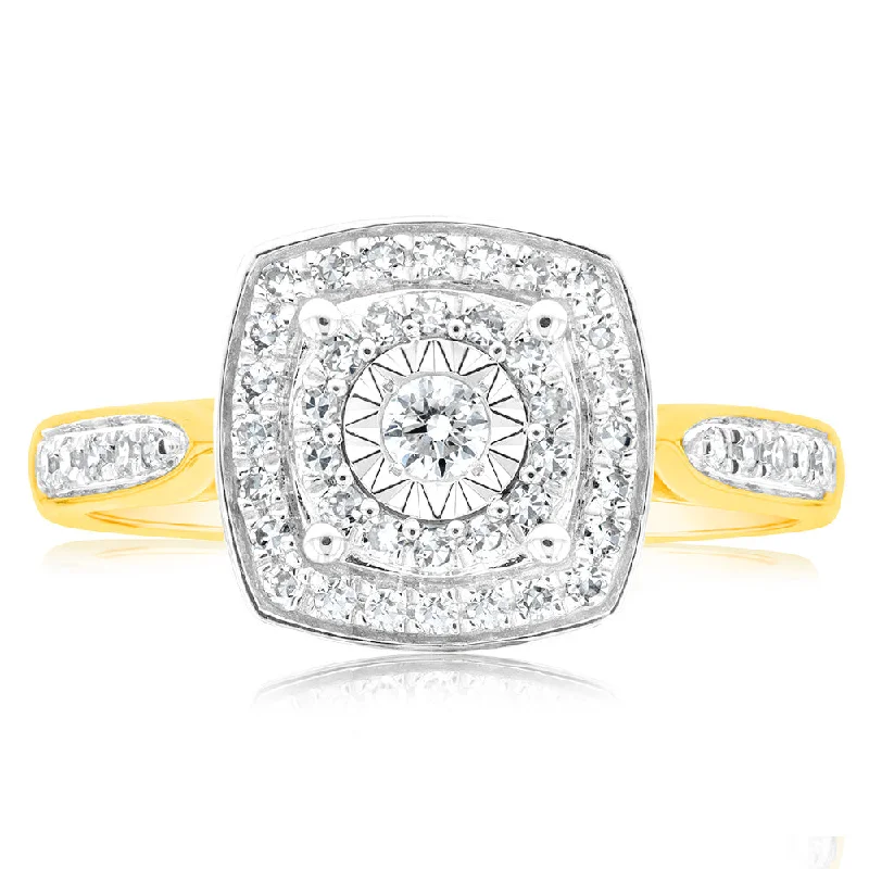 9ct Yellow Gold Ring With 0.25 Carats Of Claw Set Diamonds