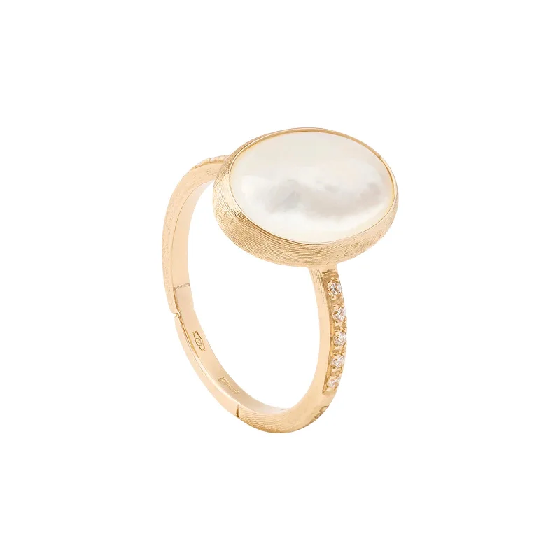 Siviglia Mother of Pearl Ring with Diamond Pavé Shank