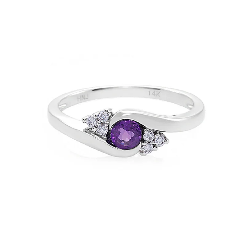 Amethyst and Diamond Ring in White Gold