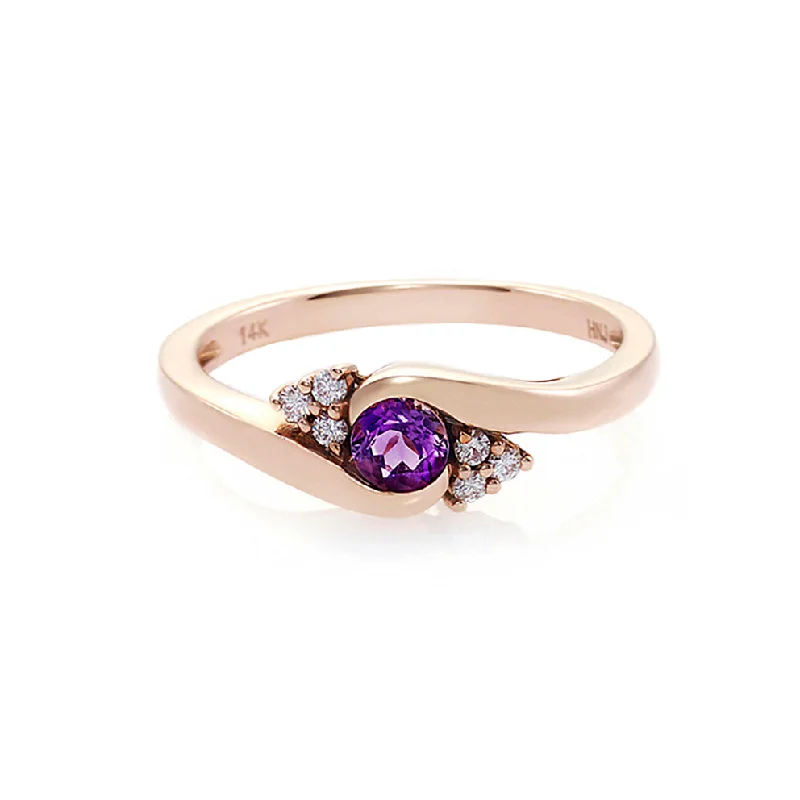 Amethyst and Diamond Ring in Rose Gold