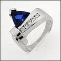 Anniversary 3 Ct Sapphire Trillion Ct channel Cubic Zirconia Cz Ring