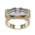 Right Hand CZ Ring Channel and Pave Set Two Tone 14K Gold Cubic Zirconia