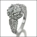 Cubic Zirconia Oval 1.5 Carat Ring With Pave Halo 14K White Gold Ring