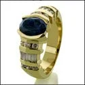 Anniversary Oval Sapphire Half Bezel Yellow gold Cubic Zirconia Cz Ring