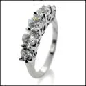 Round 5 Stone Anniversary Cubic Zirconia Ring 14K White Gold