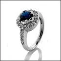 Anniversary Sapphire 0.75 Round Halo Cubic Zirconia Cz Ring