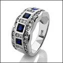 Anniversary Sapphire Princess bezel Cubic Zirconia Cz Ring